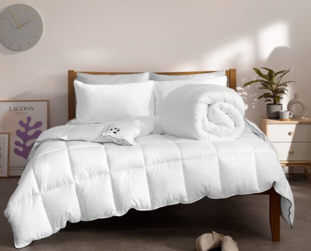 Cloud Bamboo Duvet on Bed Rolled Logo Shown Lifestyle Image