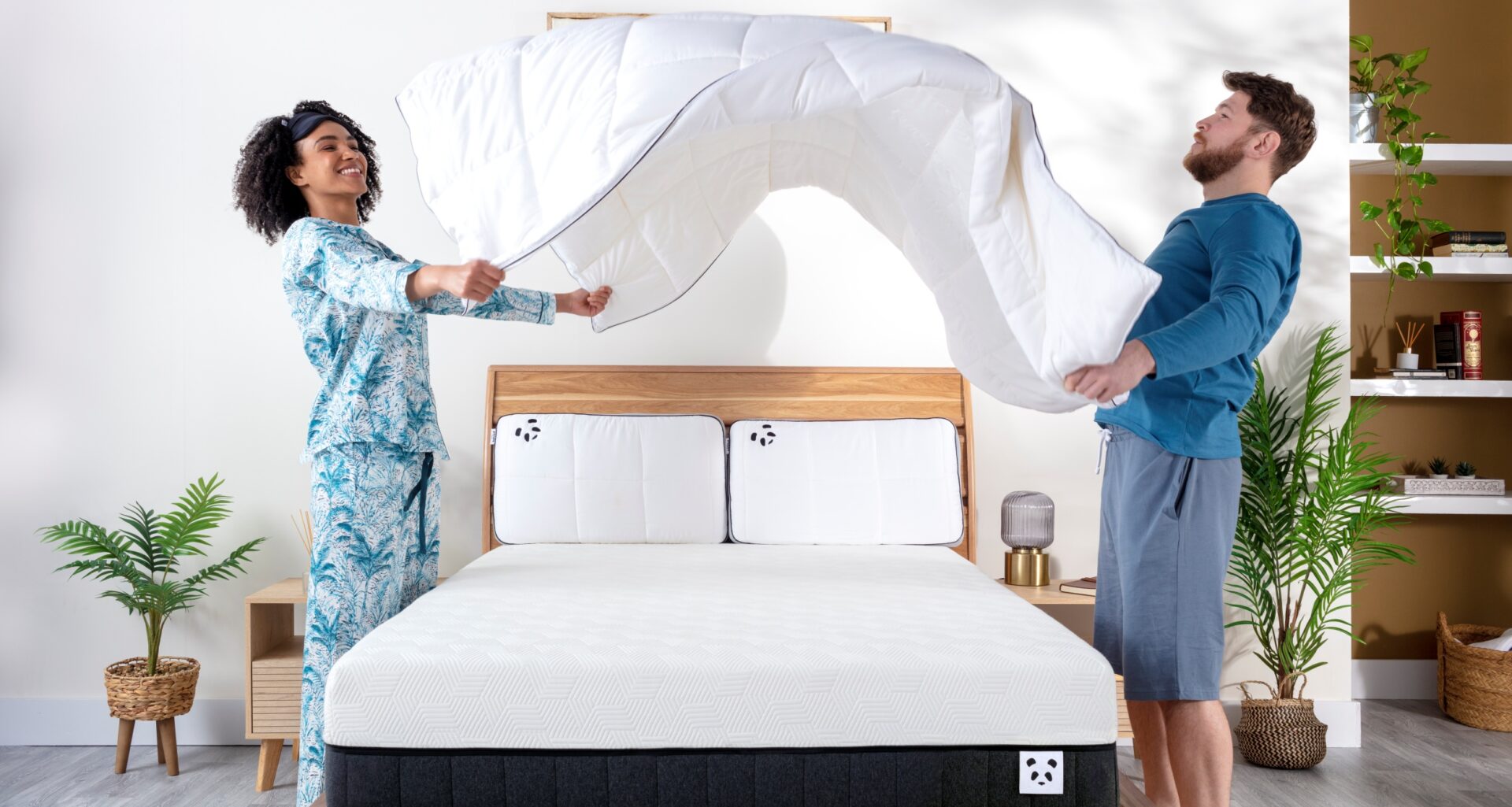 couple header image cloud duvet hybrid bamboo mattress