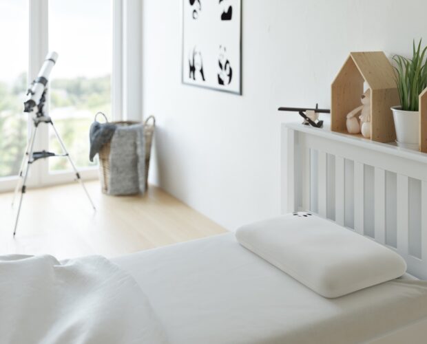 Panda Kids Pillow in Bedroom on Bed