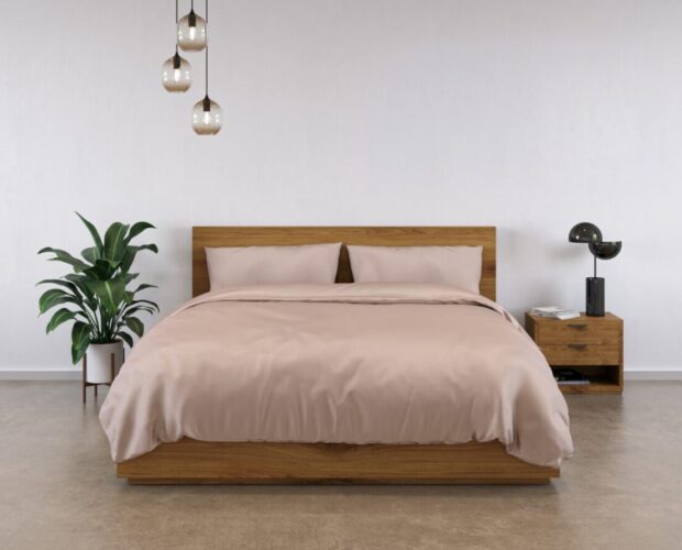 Vintage Pink Bamboo Bedding Set Wide